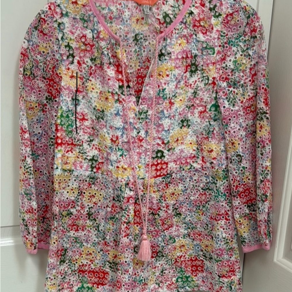 Joules Floral Eyelet Blouse - Pink and Multicolor - Picture 2 of 3